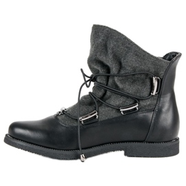 Botas negras de tacón plano negro 1