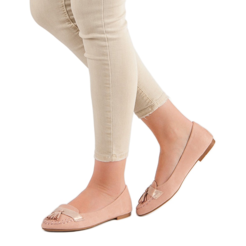 Small Swan Mocasines con flecos rosado 1