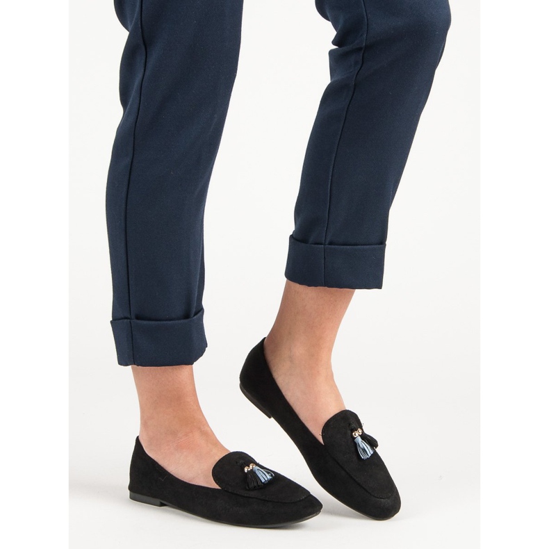 Small Swan Mocasines con purpurina negro 1