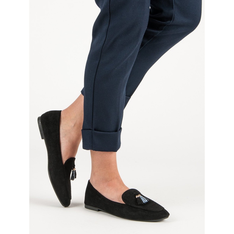 Small Swan Mocasines con purpurina negro 2