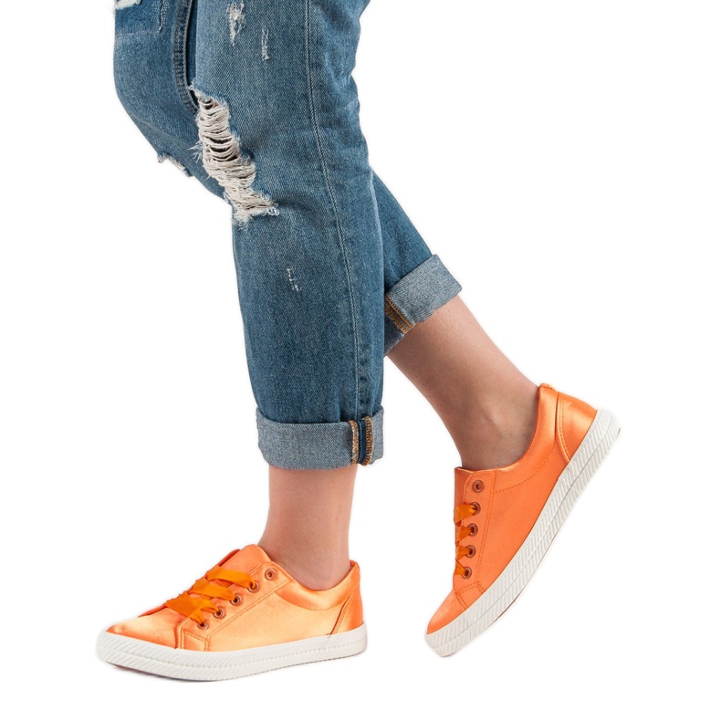 Kylie Zapatillas de satén naranja 1
