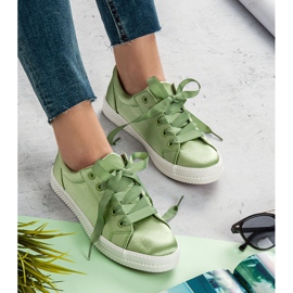 Kylie Zapatillas de satén verde 7