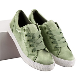 Kylie Zapatillas de satén verde 5