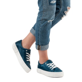 Kylie Zapatillas de satén en la plataforma azul 1