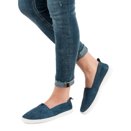 Filippo Slipons de cuero azul 1