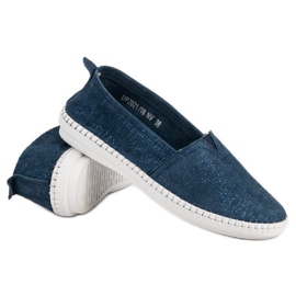 Filippo Slipons de cuero azul 5