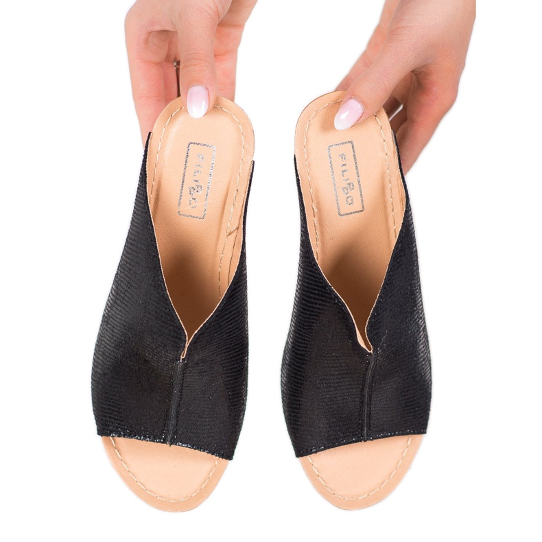 Filippo Pantuflas de cuña negras negro 2 Filippo Pantuflas de cuña negras negro 2