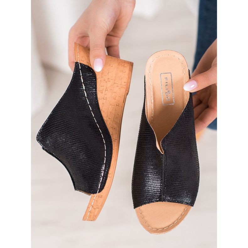 Filippo Pantuflas de cuña negras negro 1 Filippo Pantuflas de cuña negras negro 1