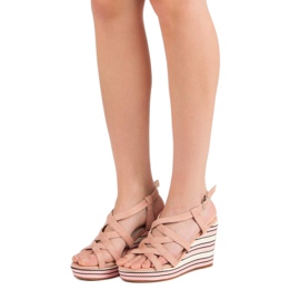 Kerline Sandalias de cuña de moda rosa 1