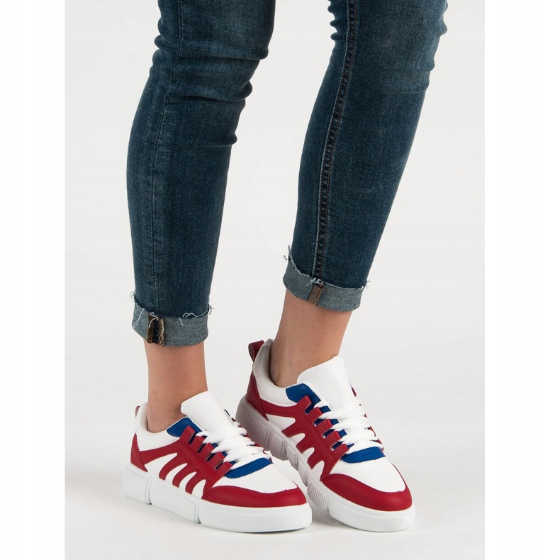 SHELOVET Calzado deportivo cómodo blanco rojo 1