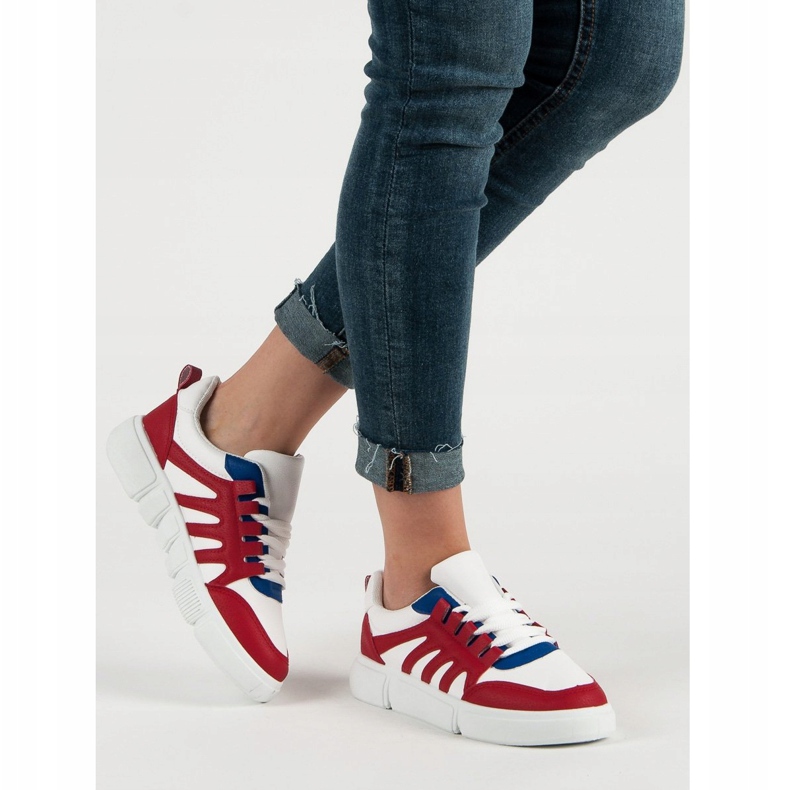 SHELOVET Calzado deportivo cómodo blanco rojo 2