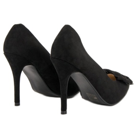 Laura Mode Tacones de ante con lazo negro 5
