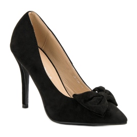 Laura Mode Tacones de ante con lazo negro 3
