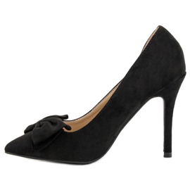 Laura Mode Tacones de ante con lazo negro 4