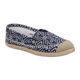 Alpargatas étnicas de moda azul azul marino 2