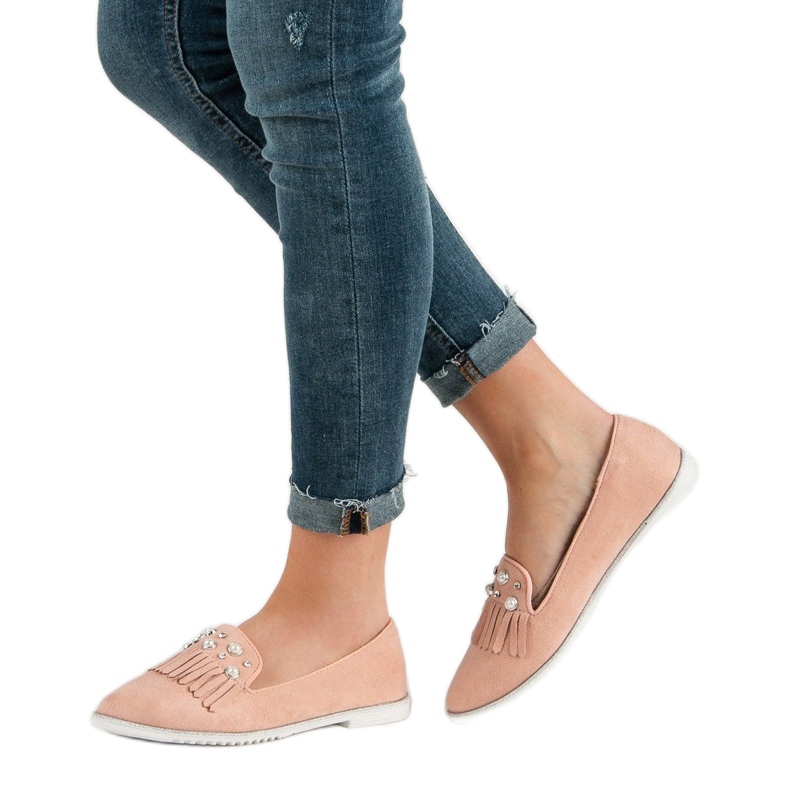 Ch. Creation Mocasines en polvo con perlas rosado 1