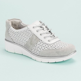 Filippo Zapatos de piel calada blanco 4