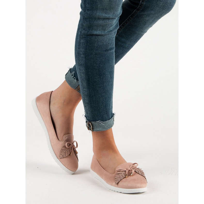 Comer Bailarinas de ante en polvo rosado 1