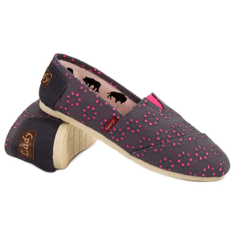 L. Day Alpargatas sin cordones gris rosado 1 L. Day Alpargatas sin cordones gris rosado 1