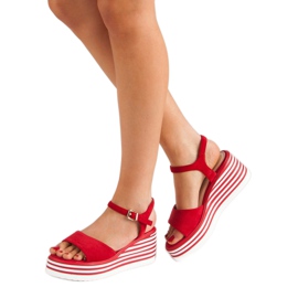 Vinceza Sandalias de cuña cómodas rojo 2