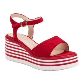 Vinceza Sandalias de cuña cómodas rojo 3