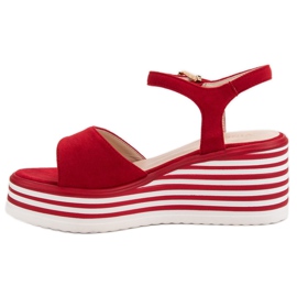 Vinceza Sandalias de cuña cómodas rojo 4
