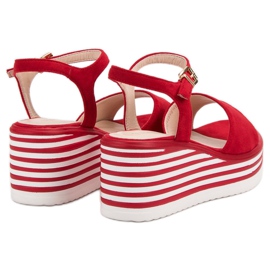 Vinceza Sandalias de cuña cómodas rojo 5