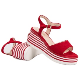 Vinceza Sandalias de cuña cómodas rojo 6