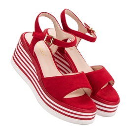 Vinceza Sandalias de cuña cómodas rojo 7