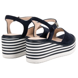 Vinceza Sandalias de cuña cómodas azul azul marino 7