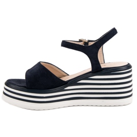 Vinceza Sandalias de cuña cómodas azul azul marino 6