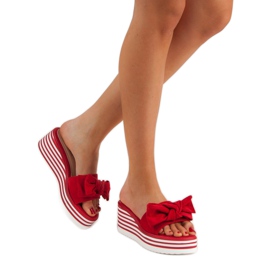 Pantuflas cuña VINCEZA rojas rojo 4