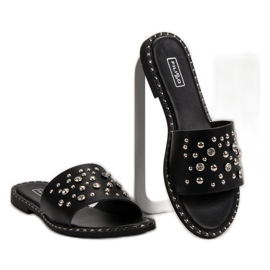 Filippo Pantuflas Negras Con Diamantes De Imitación negro 6