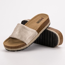 Kylie Pantuflas beige brillante 7