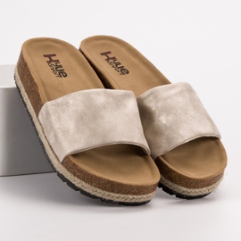 Kylie Pantuflas beige brillante 8