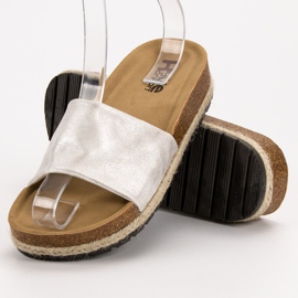 Kylie Pantuflas plateadas brillantes gris 4