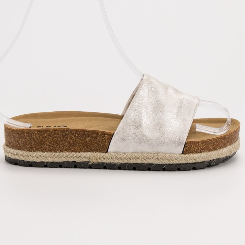 Kylie Pantuflas plateadas brillantes gris 2 Kylie Pantuflas plateadas brillantes gris 2