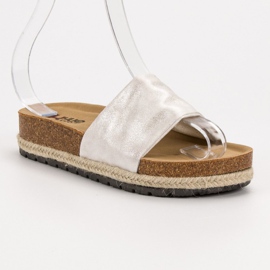 Kylie Pantuflas plateadas brillantes gris 3
