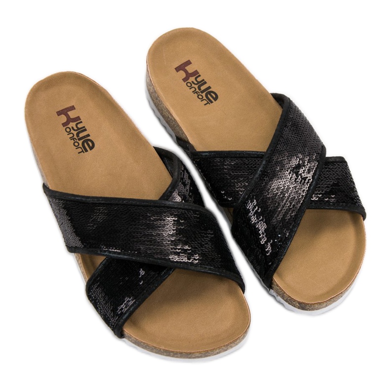 Kylie Pantuflas Negras Con Lentejuelas negro 2 Kylie Pantuflas Negras Con Lentejuelas negro 2