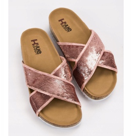 Kylie Pantuflas rosas con lentejuelas rosado 4