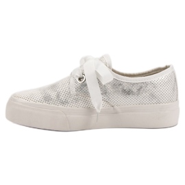 Kylie Zapatillas atadas con una cinta blanco gris 3