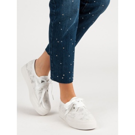 Kylie Zapatillas atadas con una cinta blanco gris 1