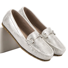 Kylie Mocasines plateados gris 1