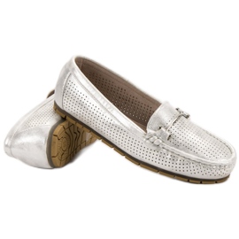 Kylie Mocasines plateados gris 2