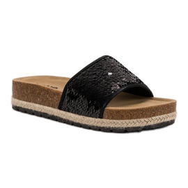 Kylie Pantuflas Negras Con Lentejuelas negro 3
