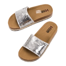 Kylie Pantuflas Plateadas Con Lentejuelas gris 6