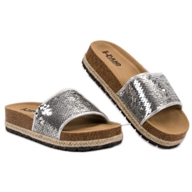 Kylie Pantuflas Plateadas Con Lentejuelas gris 5
