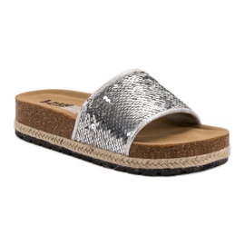 Kylie Pantuflas Plateadas Con Lentejuelas gris 8