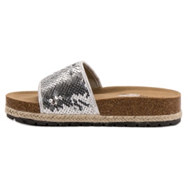 Kylie Pantuflas Plateadas Con Lentejuelas gris 9