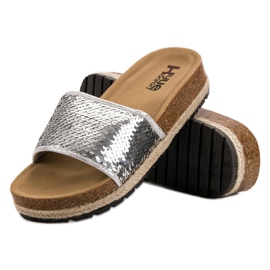 Kylie Pantuflas Plateadas Con Lentejuelas gris 2